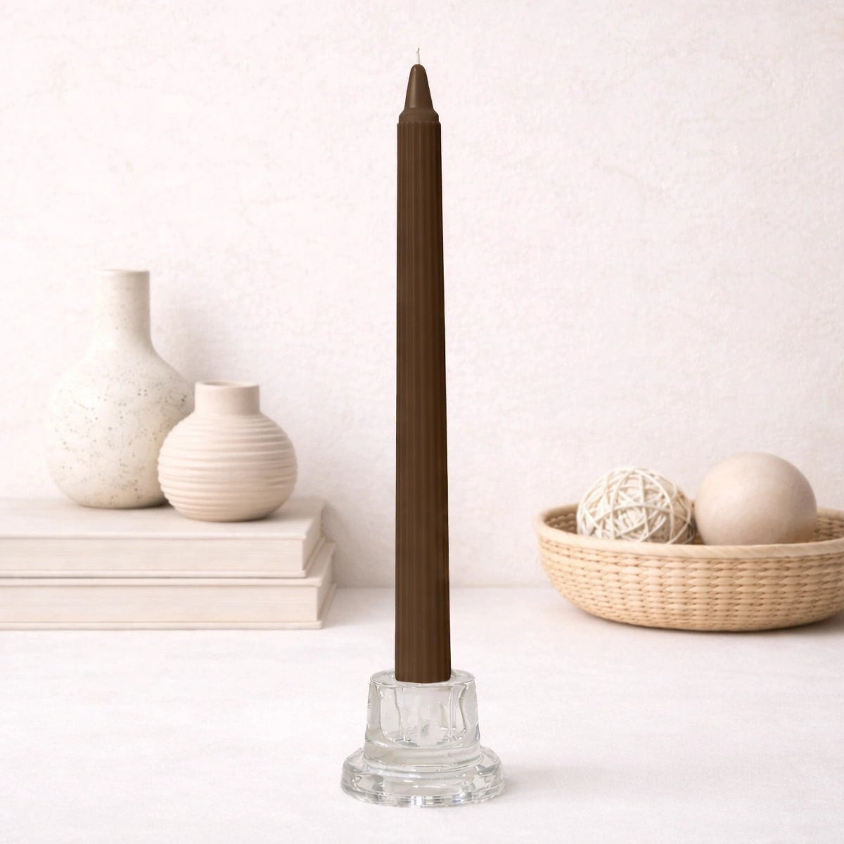 Crown-Forming Taper Candle Brown