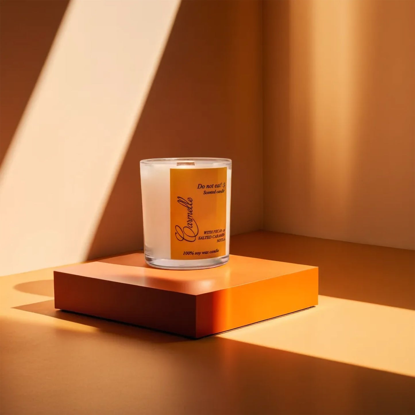 Natural soy wax scented wooden wick candle - Do Not Eat :)