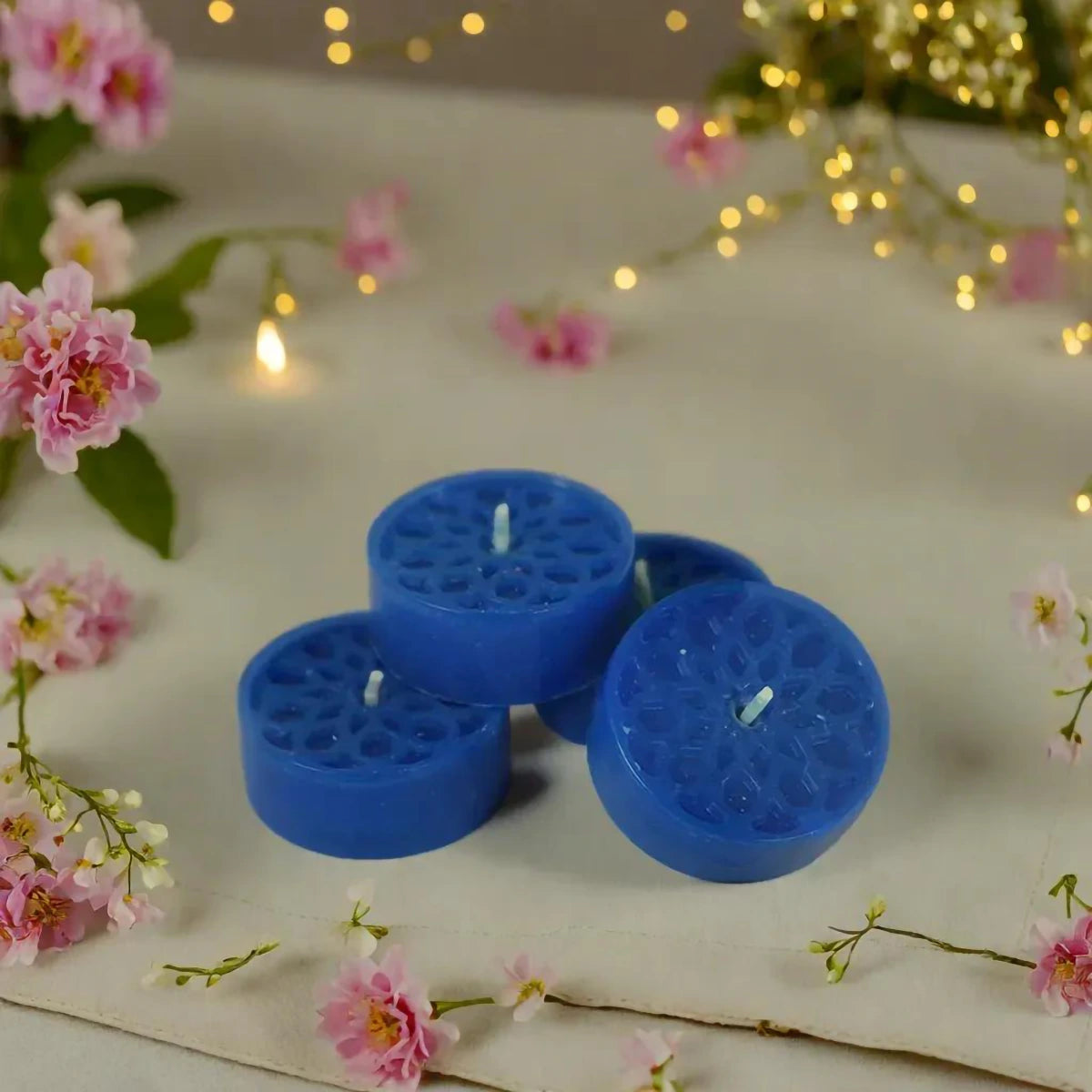 Handmade Natural Stearin Tealight Decorative Candles - Blue
