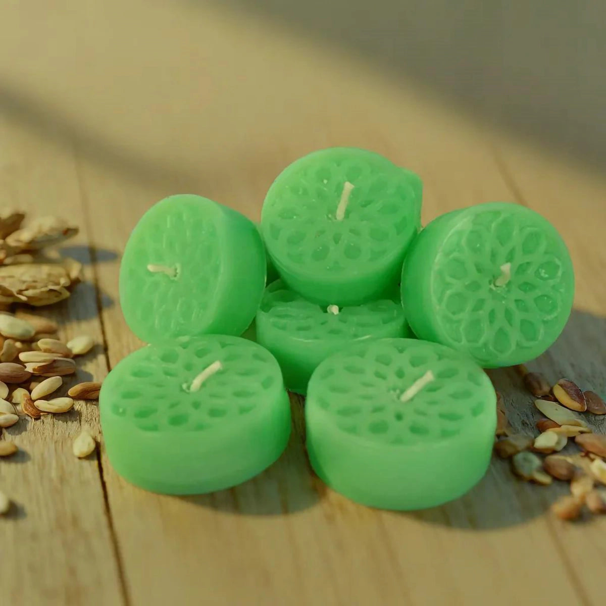 Handmade Natural Stearin Tealight Decorative Candles - Mint