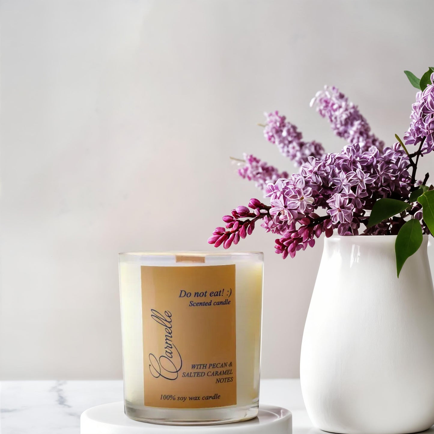 Natural soy wax scented wooden wick candle - Do Not Eat :)