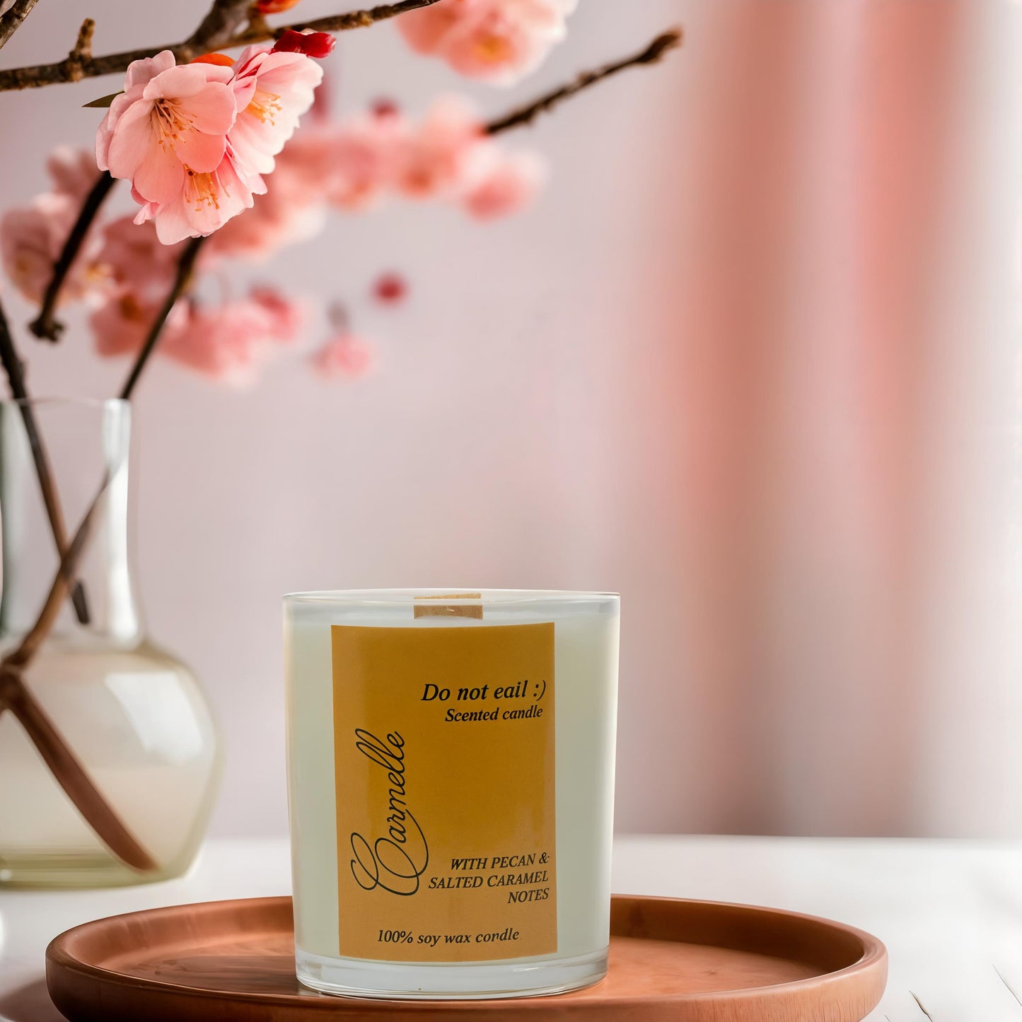 Natural soy wax scented wooden wick candle - Do Not Eat :)