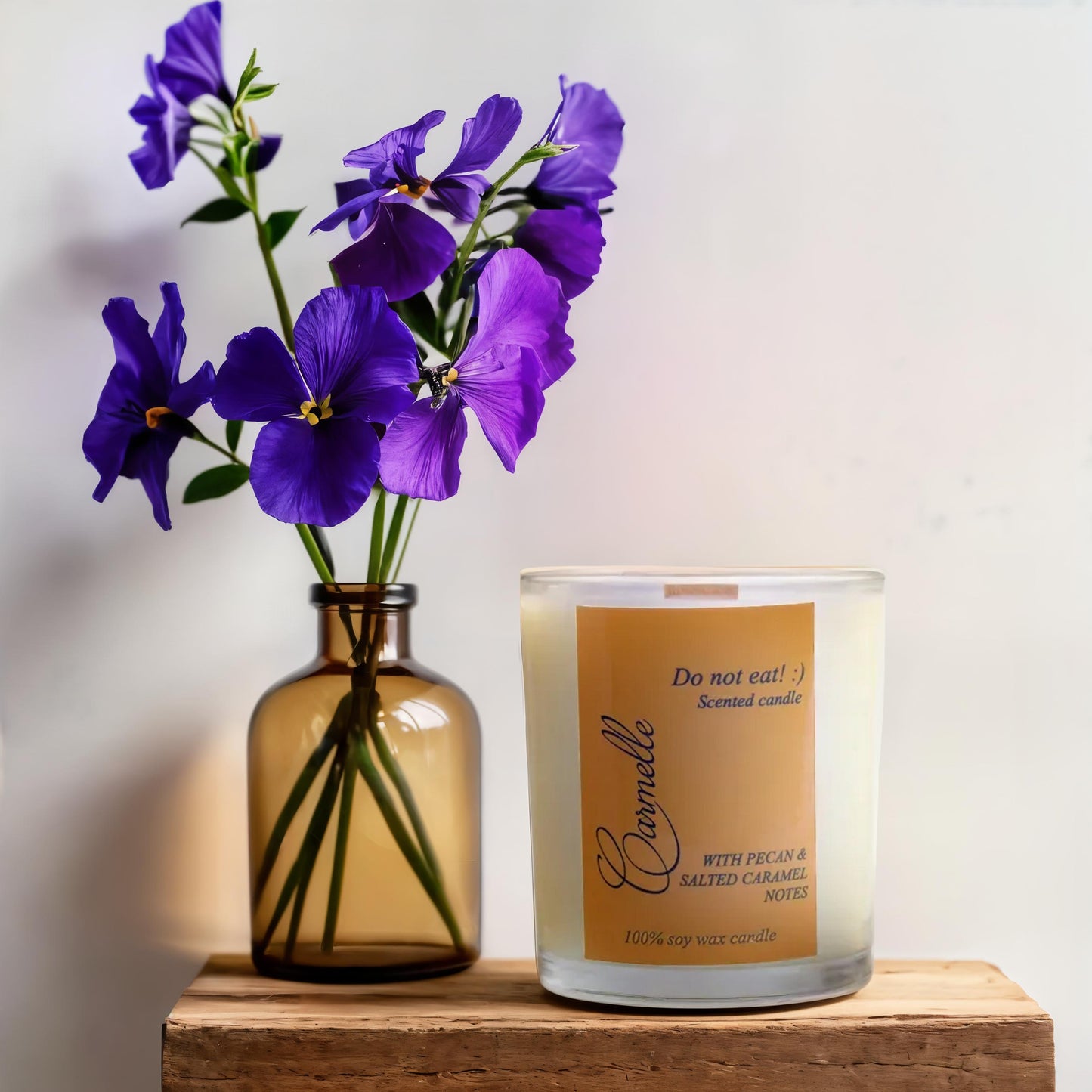 Natural soy wax scented wooden wick candle - Do Not Eat :)