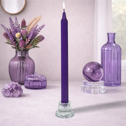 Crown-Forming Taper Candle Dark Purple