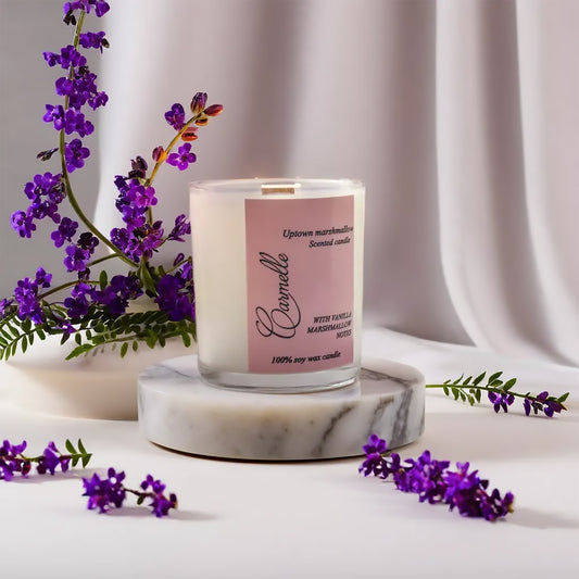 Natural soy wax scented wooden wick candle - Uptown Marshmallow