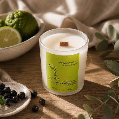 Natural soy wax candle with wooden wick  - Bergamot Outlaw