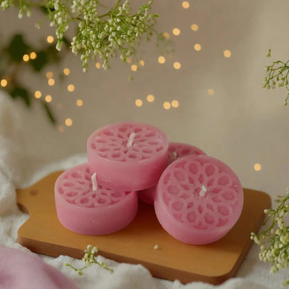 Handmade Natural Stearin Tealight Decorative Candles - Pink
