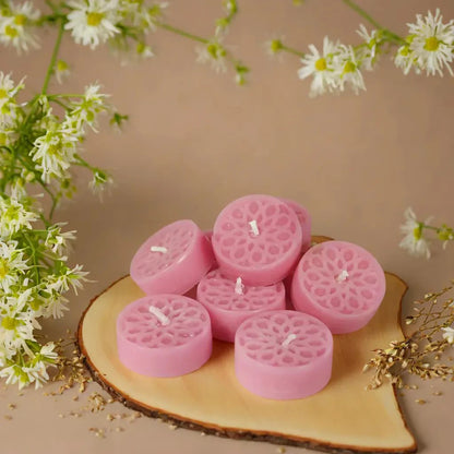 Handmade Natural Stearin Tealight Decorative Candles - Pink