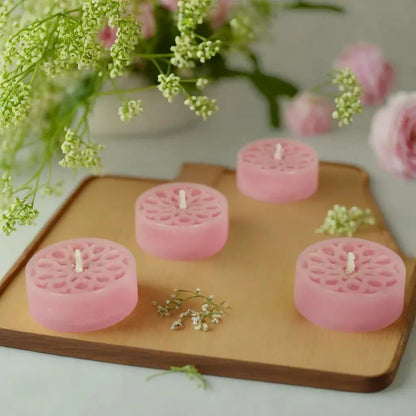 Handmade Natural Stearin Tealight Decorative Candles - Pink