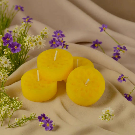 Handmade Natural Stearin Tealight Decorative Candles - Yellow