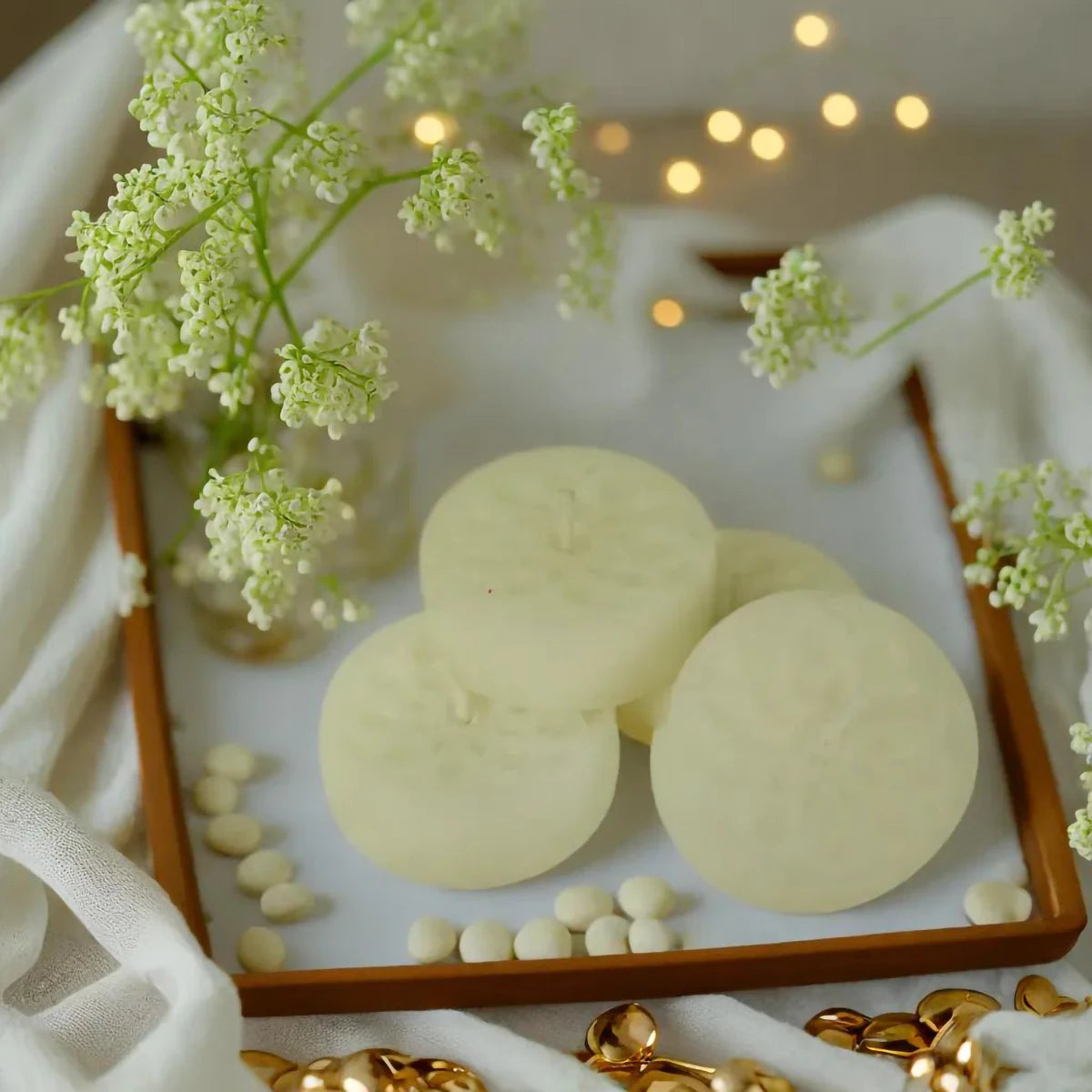 Handmade Natural Stearin Tealight Decorative Candles - White