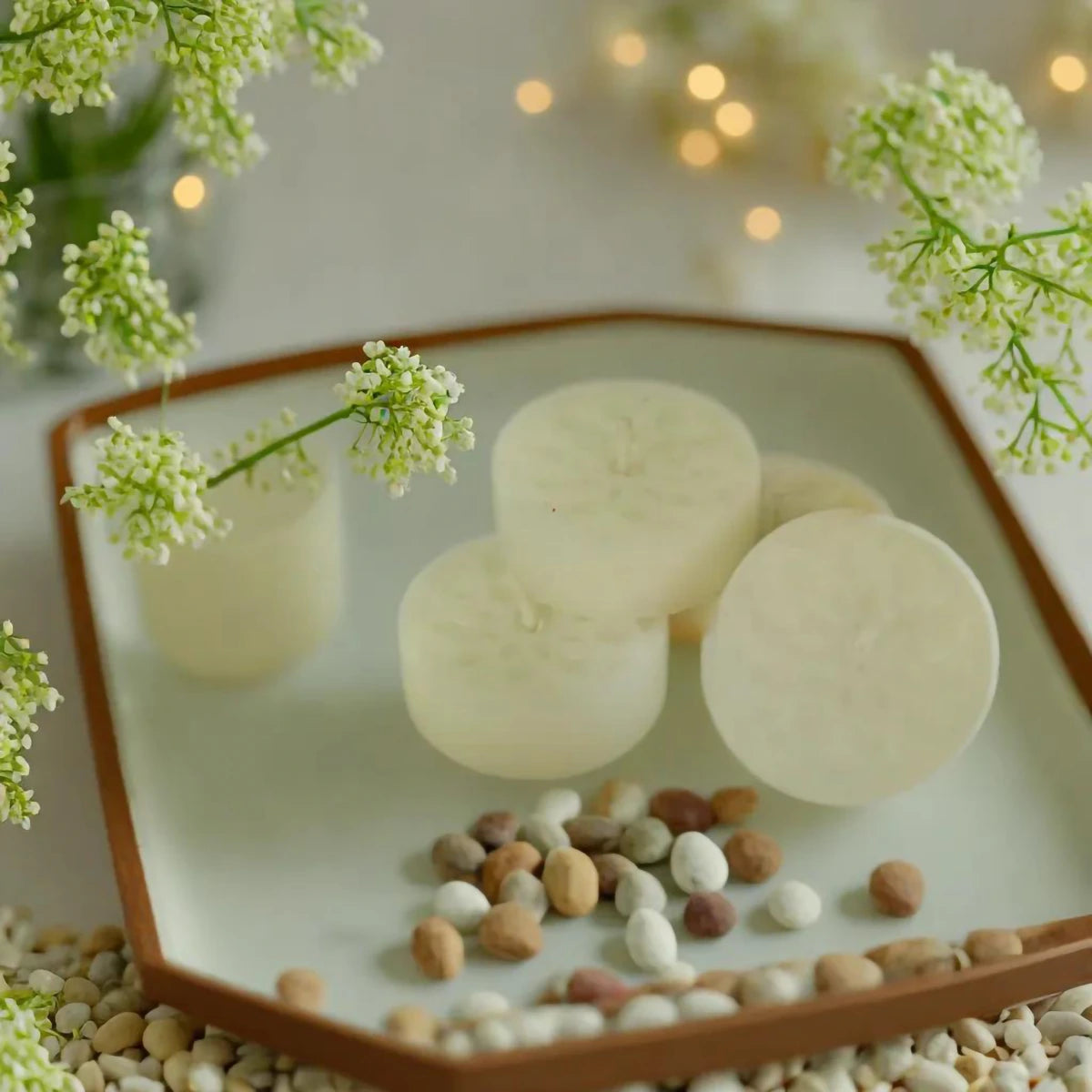 Handmade Natural Stearin Tealight Decorative Candles - White