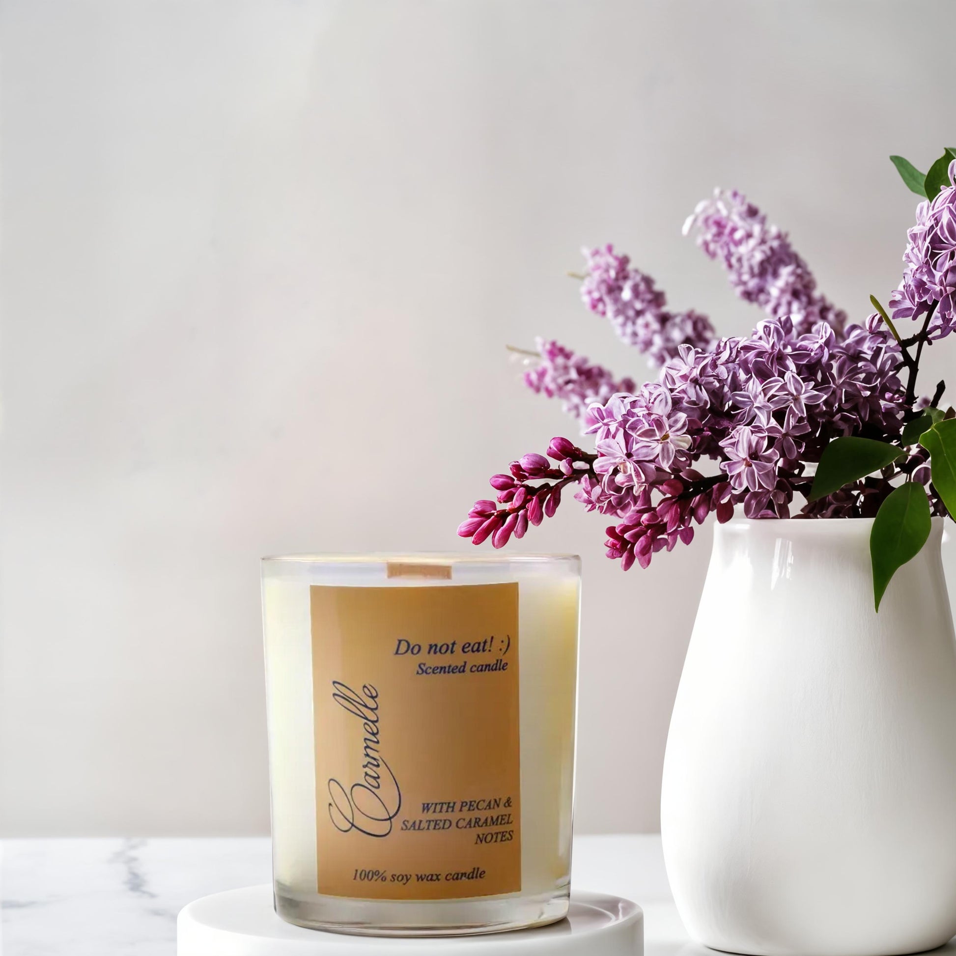 Natural soy wax scented wooden wick candle - Do Not Eat :)