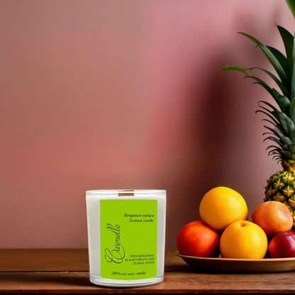 Natural soy wax scented wooden wick candle - Bergamot Outlaw