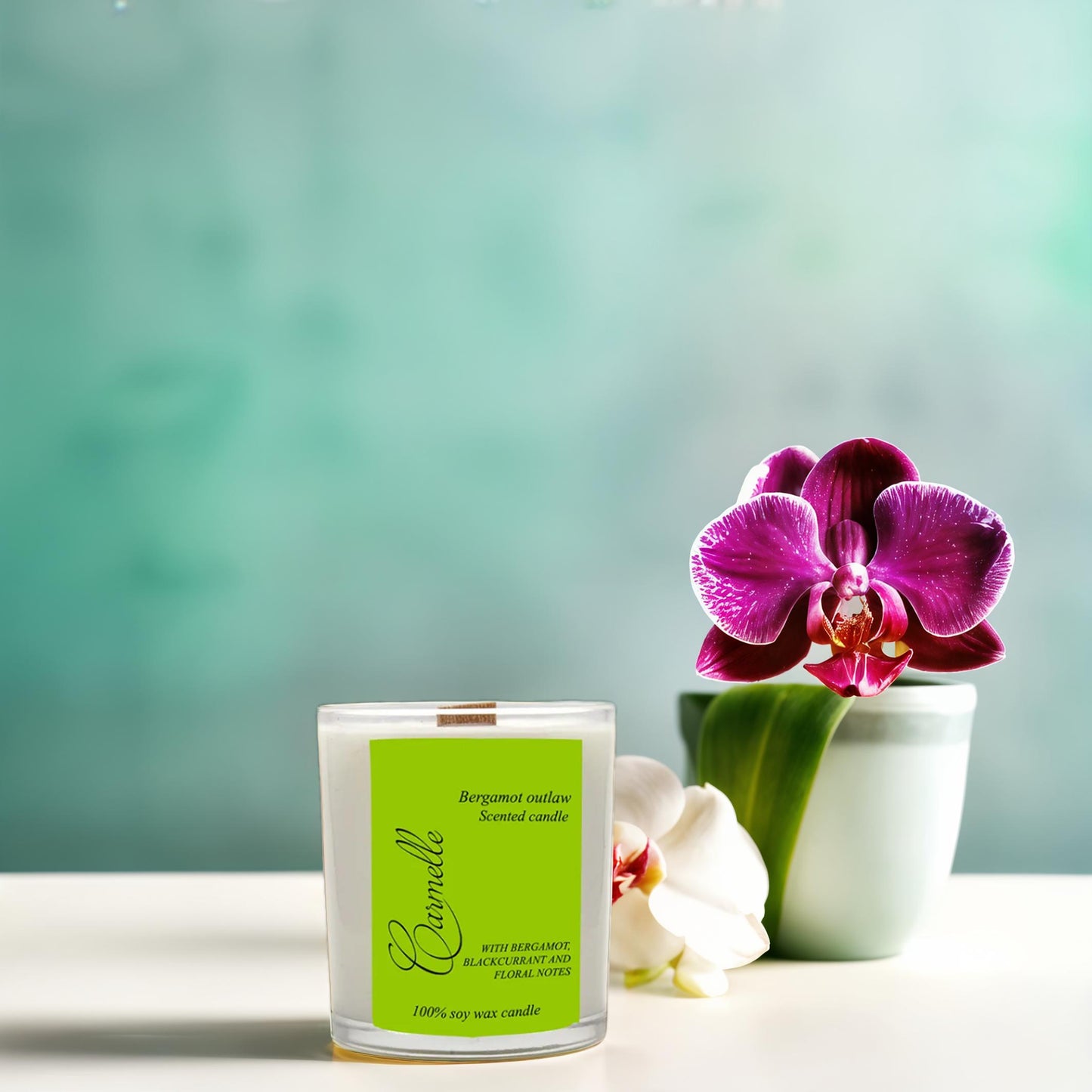 Natural soy wax scented wooden wick candle - Bergamot Outlaw